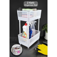 Iki Katlı Tezgah Altı Organizer Raf, Banyo ve Mutfak Düzenleyici, Beyaz