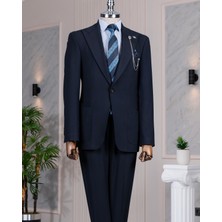 Italyan Stil Slim Fit Torba Cep Ceket Pantolon Takım Elbise Lacivert T14552