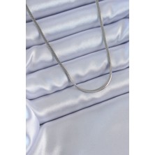 316L Çelik Gümüş Renk Ince Italyan Zincir Model 60 cm Kadın Kolye - TJ-BKO7662