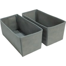 Gri 2'li Çekmece Içi Düzenleyici Set, Çok Amaçlı Dolap Kutu (28X13X13)