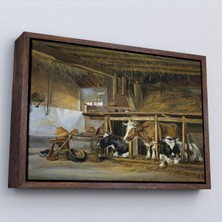 Çerçeveli Dekoratif Kanvas Tablo, Jan Van Ravenswaay - Ahırdaki Hollanda Inekleri TABLO-7064