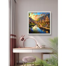 Kasaba Çocuk Odası LED Tablo – 60X60 cm | Sıva Üstü Montajlı, Tak-Çalıştır Sistem, Arapuarlı