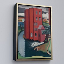 Çerçeveli Dekoratif Kanvas Tablo, Auguste Herbin - Kırmızı Ev Tablosu -The Red HOUSE-7347