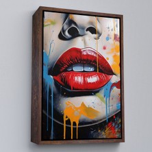 Çerçeveli Dekoratif Kanvas Tablo, Seksi Dudak TABLOSU-7808