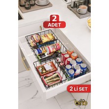 Iki Adet Çok Amaçlı Dolap Içi Metal Organizer Sepet Siyah
