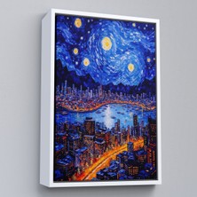Çerçeveli Dekoratif Kanvas Tablo, Vincent Van Gogh Tarzı New York Manzara TABLOSU-7700