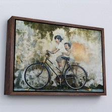 Çerçeveli Dekoratif Kanvas Tablo, Graffiti Çocuk Bisiklet TABLOSU-7241