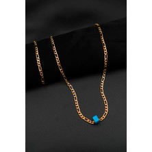 Altın Kaplama Figaro Model Kadın Kolye ve Bileklik Set