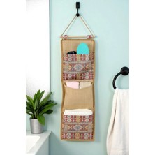 Etnik Desenli 3'lü Kapı Arkası Organizer, Makyaj, Banyo, Sabun ve Havlu Için Ideal