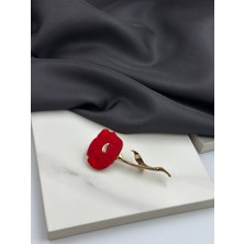 Kırmızı Gelincik Tasarım Broş Yaka Iğnesi