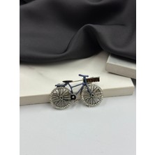 Mavi Mineli Taşlı Bisiklet Figürlü Broş Yaka Iğnesi