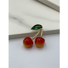 Kiraz Detaylı Tasarım Broş Yaka Iğnesi