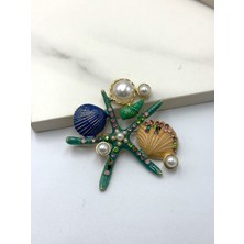 Deniz Yıldızı Inci Detaylı Vintage Tasarım Broş Yaka Iğnesi