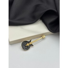 Siyah Mineli Elektro Gitar Figürlü Broş Yaka Iğnesi