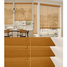 Wooden Blinds %100 Doğal Ahşap Jaluzi Perde 50MM, Alüminyum Kasalı Yüksek Kaliteli - Meşe (Kurdelasız)