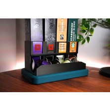 Renkli Kapsül Kahve Standı 4'lü (Mavi Tablo Dahil) Siyah Renkli ve Şık Tasarım