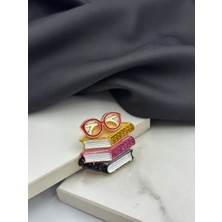 Kitaplar ve Gözlük Figürlü Meslek Broş Yaka Iğnesi