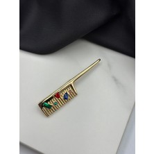 Renkli Taşlı Tarak Kuaför Saç Tasarımcısı Broş Yaka Iğnesi