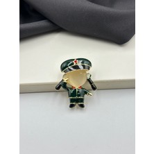 Yeşil Mineli Asker Kamutan Jandarma Meslek Broşu Yaka Iğnesi