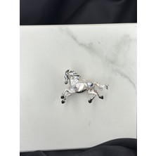 Beyaz At Figürlü Broş Yaka Iğnesi