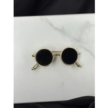 Siyah Gözlük Figürlü Broş Yaka Iğnesi