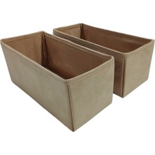 2'li Bej Çekmece Içi Düzenleyici Organizer Seti, Çok Amaçlı Dolap Kutu (28X13X13)