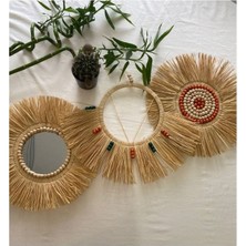 3lü Aynalı Rafya Boncuklu Dekarasyon