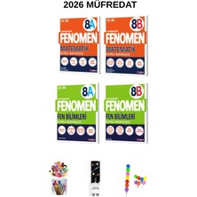Fenomen 8. Sınıf Matematik -Fen Bilimleri (A +B) Sb. Seti 4 Kitap (Uzay A+Emoji K+Kalem B)2026