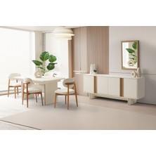 Doressa Veni Modern Yemek Odası Takımı Bej Renkli Yonga Levha 6 Kişilik Kapasite