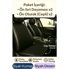 Peugeot Partner Van 2008 ve Sonrası Uyumlu Kumaş Oto Koltuk Minderi Ergonomik Kapitone 2'li Siyah Mavi