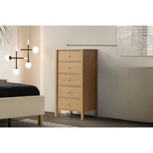 Doressa Folt Brown Çamaşırlık Suntalam Malzemeden 5 Çekmeceli 60 x 43 x 112 cm Modern Tasarımlı