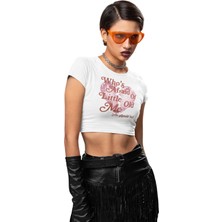Who’s Afraid Of Little Old Me Yazılı Crop Top, Kadın Taylor Swift Temalı Crop Bluz