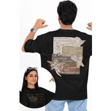 Unisex Taylor Swift Şarkı Sözü Sırt Baskılı Tişört, Oversize So Long London Melek Temalı T-Shirt