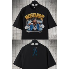 Unisex Mustard Ense Baskılı Tişört, Oversize Kendrick Lamar Rap Temalı T-Shirt