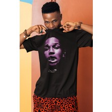 Unisex Asap Yazılı Tişört, Oversize Rapper Asap Rocky Temalı Bisiklet Yaka T-Shirt