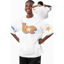 Unisex Be Billie Star Kol Baskılı Tişört, Oversize Billie Eilish Temalı Bisiklet Yaka T-Shirt