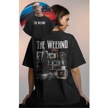 Unisex The Weeknd Television Sırt Baskılı Tişört, Oversize Rap Müzik Temalı Bisiklet Yaka T-Shirt