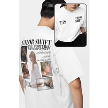 Unisex T.t.p.d Tracklist Sırt Baskılı Tişört, Oversize Taylor Swift Temalı Bisiklet Yaka T-Shirt