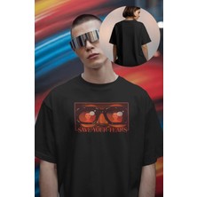 Unisex Save Your Tears Yazılı Tişört, Oversize The Weeknd Temalı Bisiklet Yaka T-Shirt