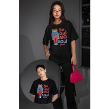 Unisex Se Gui Mo Aqui Dtmf Yazılı Tişört, Oversize Bad Bunny Temalı Bisiklet Yaka T-Shirt