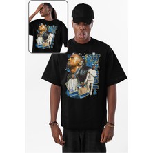 Unisex Kanye West Yazılı Tişört, Oversize Rapper Temalı Bisiklet Yaka T-Shirt