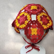 Motifli Retro Örgü Bandana