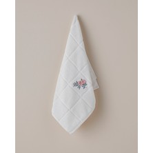 Floral Check Pamuk Yüz Havlusu 50X80 cm Beyaz