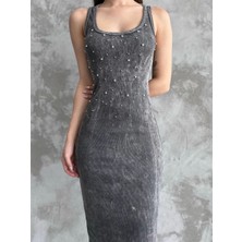 Taşlı Askılı Elbise