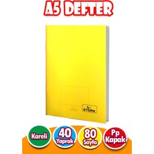 Pp Kapaklı Tel Dikişli Defter 40 Yaprak | A5 | Kareli Defter Küçük Boy