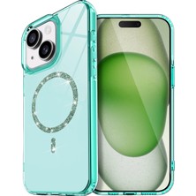 Newface Apple Iphone 15 Plus Live Diamond Magsafe Kapak - Yeşil Mrayd