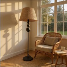 Roma Modern Tasarım Rattan Kumaş Konik Lambader