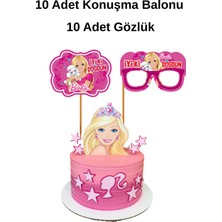 Barbie Konuşma Balonu ve Gözlük Maske Set Doğum Günü Süsleri