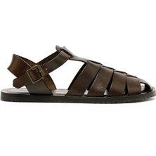 Erkek Sandalet M7533 The Sandals Factory Leather Upper Dark Brown