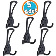 5 Adet Askı Dolap Askılık Askılığı Banyo Mutfak Askısı Duvar Kapı Arkası Elbise Vestiyer Siyah